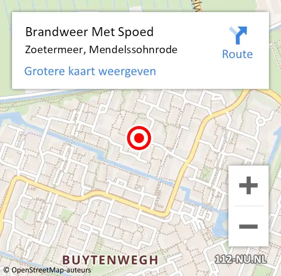 Locatie op kaart van de 112 melding: Brandweer Met Spoed Naar Zoetermeer, Mendelssohnrode op 17 mei 2024 23:44