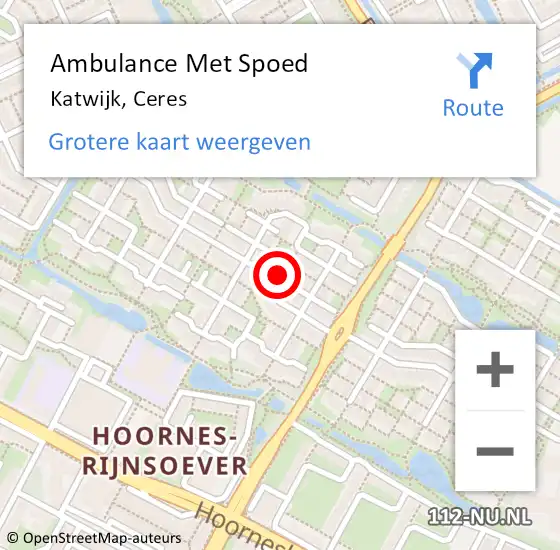 Locatie op kaart van de 112 melding: Ambulance Met Spoed Naar Katwijk, Ceres op 17 mei 2024 23:47