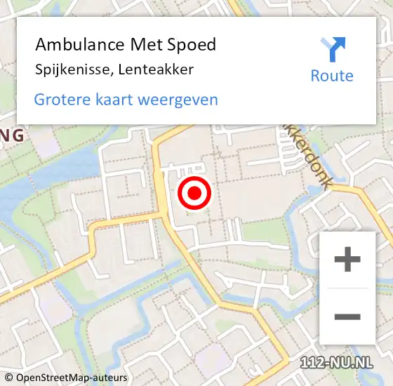 Locatie op kaart van de 112 melding: Ambulance Met Spoed Naar Spijkenisse, Lenteakker op 18 mei 2024 00:18