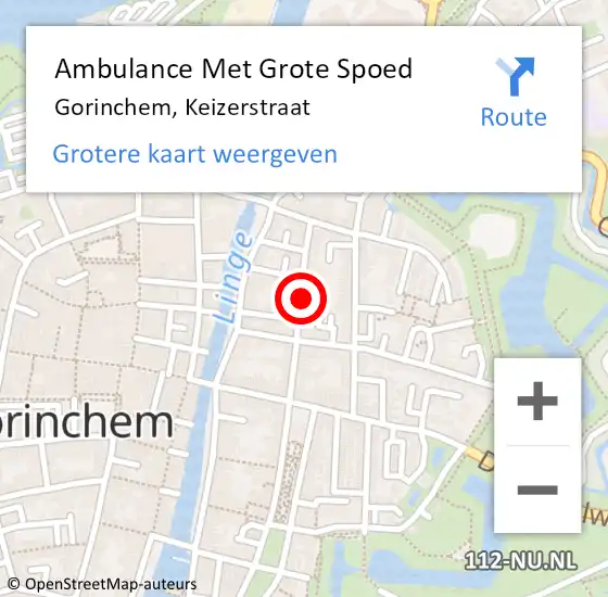 Locatie op kaart van de 112 melding: Ambulance Met Grote Spoed Naar Gorinchem, Keizerstraat op 18 mei 2024 00:24