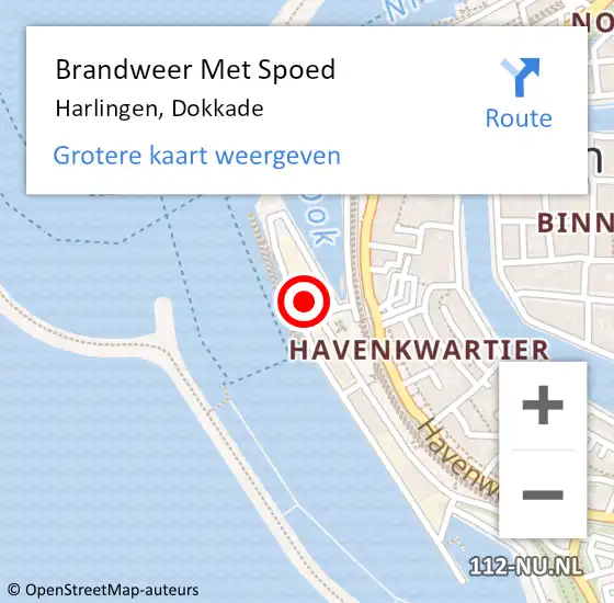 Locatie op kaart van de 112 melding: Brandweer Met Spoed Naar Harlingen, Dokkade op 18 mei 2024 00:29