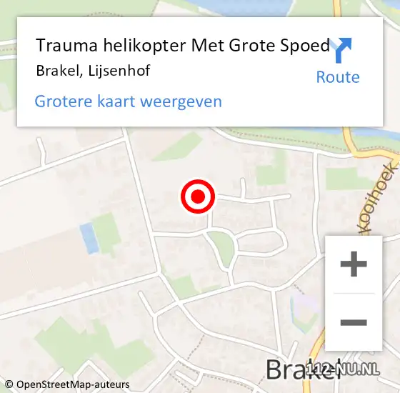 Locatie op kaart van de 112 melding: Trauma helikopter Met Grote Spoed Naar Brakel, Lijsenhof op 18 mei 2024 00:51