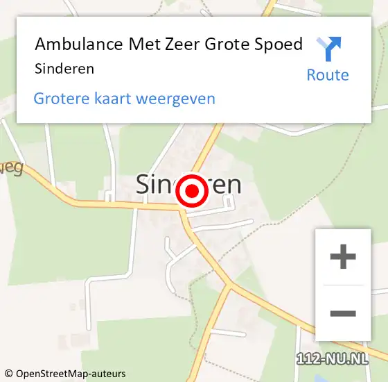 Locatie op kaart van de 112 melding: Ambulance Met Zeer Grote Spoed Naar Sinderen op 18 mei 2024 00:56