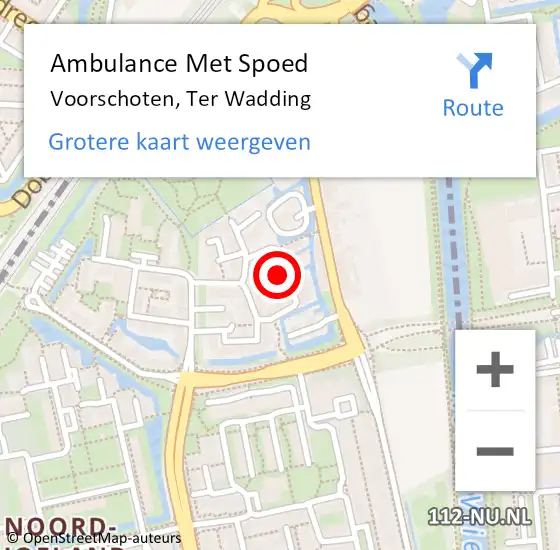 Locatie op kaart van de 112 melding: Ambulance Met Spoed Naar Voorschoten, Ter Wadding op 18 mei 2024 01:09
