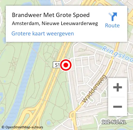 Locatie op kaart van de 112 melding: Brandweer Met Grote Spoed Naar Amsterdam, Nieuwe Leeuwarderweg op 18 mei 2024 01:34