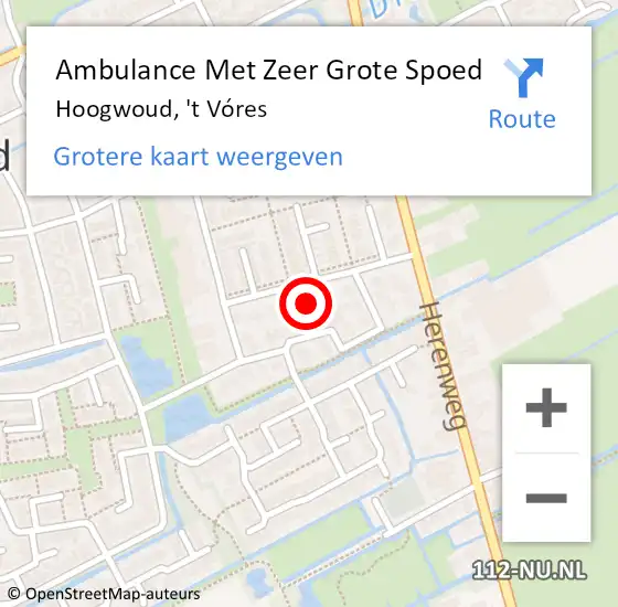 Locatie op kaart van de 112 melding: Ambulance Met Zeer Grote Spoed Naar Hoogwoud, 't Vóres op 18 mei 2024 01:38