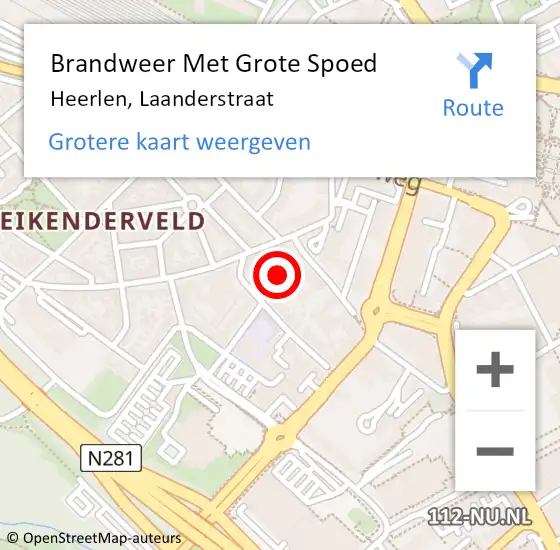 Locatie op kaart van de 112 melding: Brandweer Met Grote Spoed Naar Heerlen, Laanderstraat op 18 mei 2024 02:20
