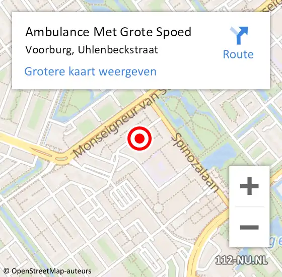 Locatie op kaart van de 112 melding: Ambulance Met Grote Spoed Naar Voorburg, Uhlenbeckstraat op 18 mei 2024 02:24