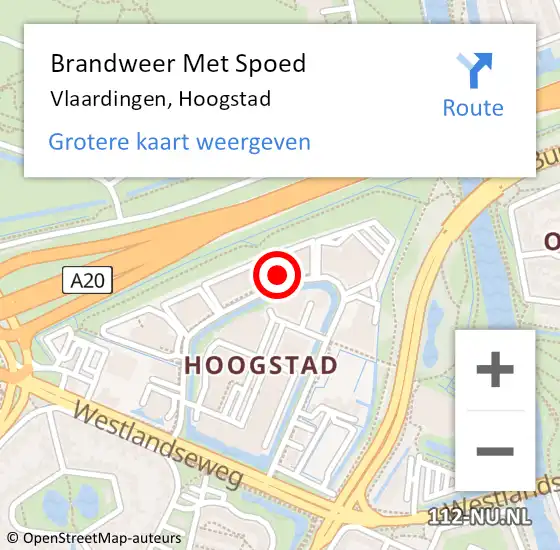 Locatie op kaart van de 112 melding: Brandweer Met Spoed Naar Vlaardingen, Hoogstad op 18 mei 2024 02:34