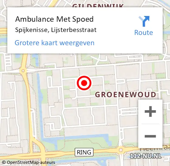 Locatie op kaart van de 112 melding: Ambulance Met Spoed Naar Spijkenisse, Lijsterbesstraat op 18 mei 2024 03:26