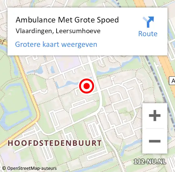 Locatie op kaart van de 112 melding: Ambulance Met Grote Spoed Naar Vlaardingen, Leersumhoeve op 18 mei 2024 03:32