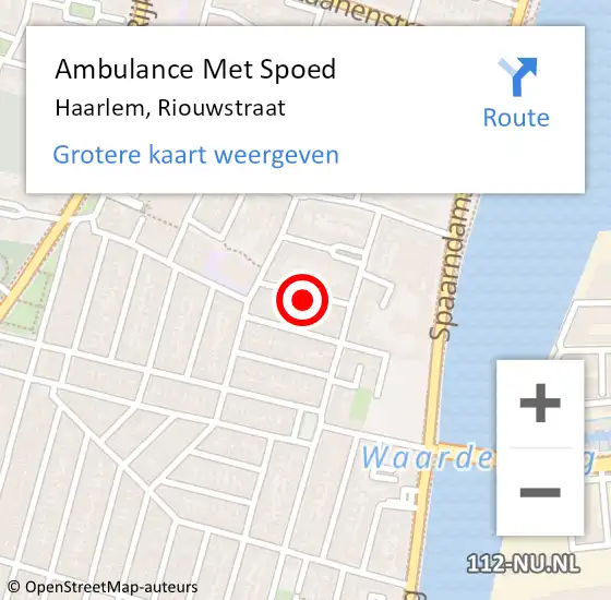 Locatie op kaart van de 112 melding: Ambulance Met Spoed Naar Haarlem, Riouwstraat op 18 mei 2024 03:39