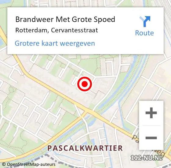 Locatie op kaart van de 112 melding: Brandweer Met Grote Spoed Naar Rotterdam, Cervantesstraat op 18 mei 2024 03:39