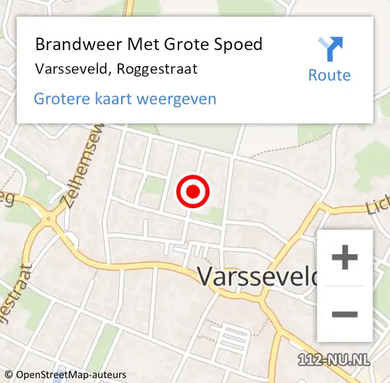 Locatie op kaart van de 112 melding: Brandweer Met Grote Spoed Naar Varsseveld, Roggestraat op 18 mei 2024 03:56