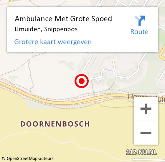 Locatie op kaart van de 112 melding: Ambulance Met Grote Spoed Naar IJmuiden, Snippenbos op 18 mei 2024 04:00