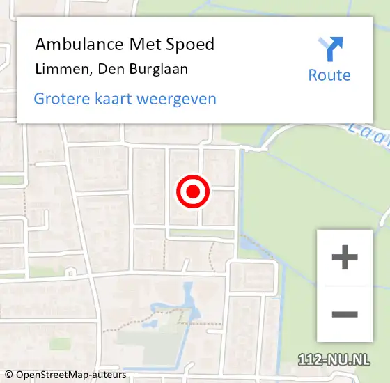 Locatie op kaart van de 112 melding: Ambulance Met Spoed Naar Limmen, Den Burglaan op 18 mei 2024 04:03