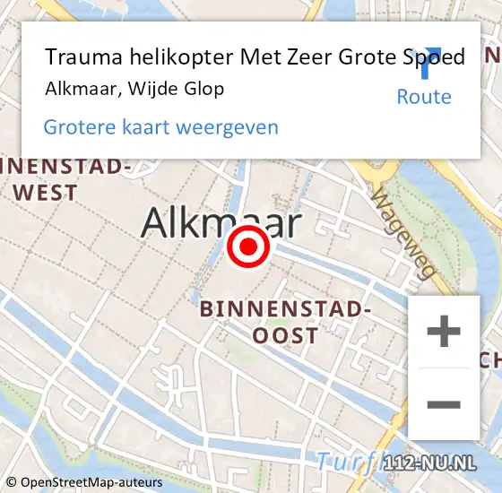 Locatie op kaart van de 112 melding: Trauma helikopter Met Zeer Grote Spoed Naar Alkmaar, Wijde Glop op 18 mei 2024 04:20
