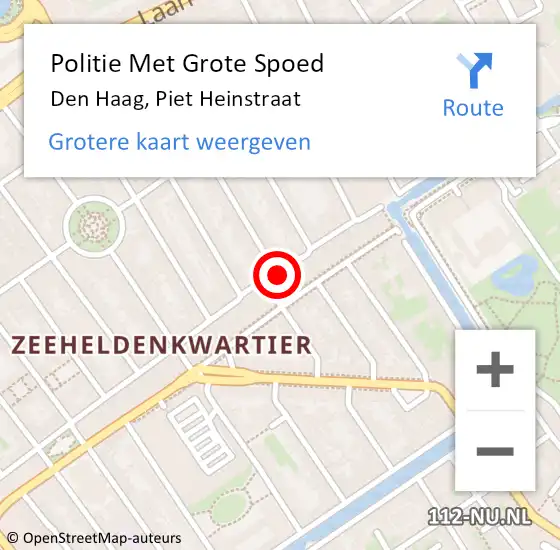 Locatie op kaart van de 112 melding: Politie Met Grote Spoed Naar Den Haag, Piet Heinstraat op 18 mei 2024 04:26