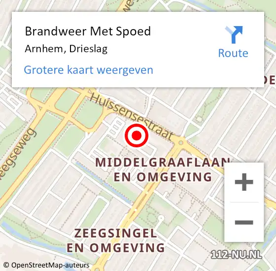 Locatie op kaart van de 112 melding: Brandweer Met Spoed Naar Arnhem, Drieslag op 18 mei 2024 04:27