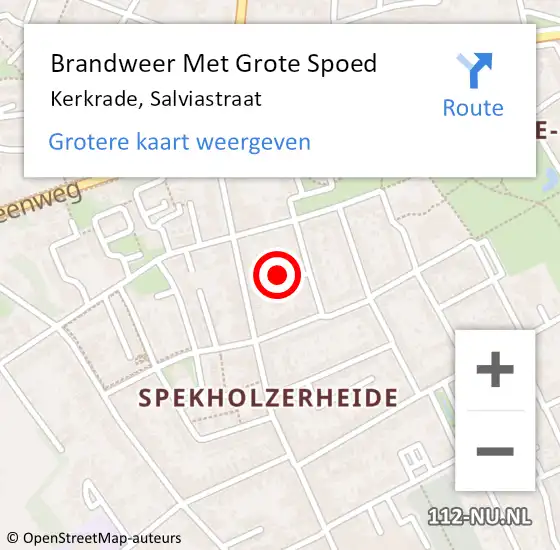 Locatie op kaart van de 112 melding: Brandweer Met Grote Spoed Naar Kerkrade, Salviastraat op 18 mei 2024 04:37