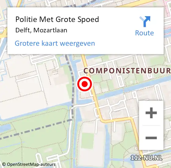 Locatie op kaart van de 112 melding: Politie Met Grote Spoed Naar Delft, Mozartlaan op 18 mei 2024 04:38