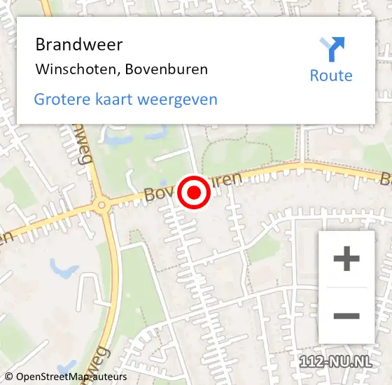 Locatie op kaart van de 112 melding: Brandweer Winschoten, Bovenburen op 18 mei 2024 04:59