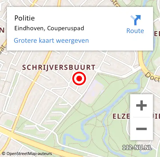 Locatie op kaart van de 112 melding: Politie Eindhoven, Couperuspad op 18 mei 2024 05:07