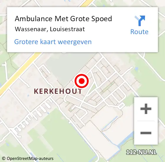 Locatie op kaart van de 112 melding: Ambulance Met Grote Spoed Naar Wassenaar, Louisestraat op 18 mei 2024 05:23