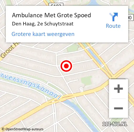 Locatie op kaart van de 112 melding: Ambulance Met Grote Spoed Naar Den Haag, 2e Schuytstraat op 18 mei 2024 05:23