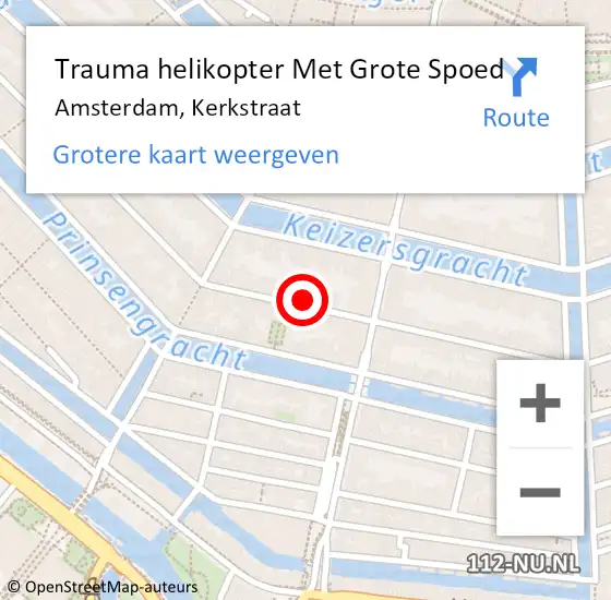 Locatie op kaart van de 112 melding: Trauma helikopter Met Grote Spoed Naar Amsterdam, Kerkstraat op 18 mei 2024 05:26
