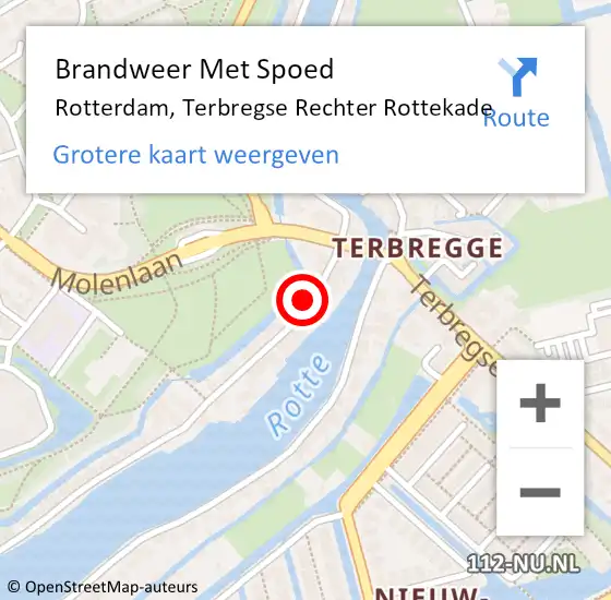 Locatie op kaart van de 112 melding: Brandweer Met Spoed Naar Rotterdam, Terbregse Rechter Rottekade op 18 mei 2024 05:46