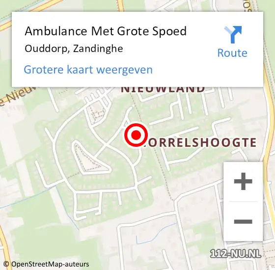 Locatie op kaart van de 112 melding: Ambulance Met Grote Spoed Naar Ouddorp, Zandinghe op 18 mei 2024 06:10