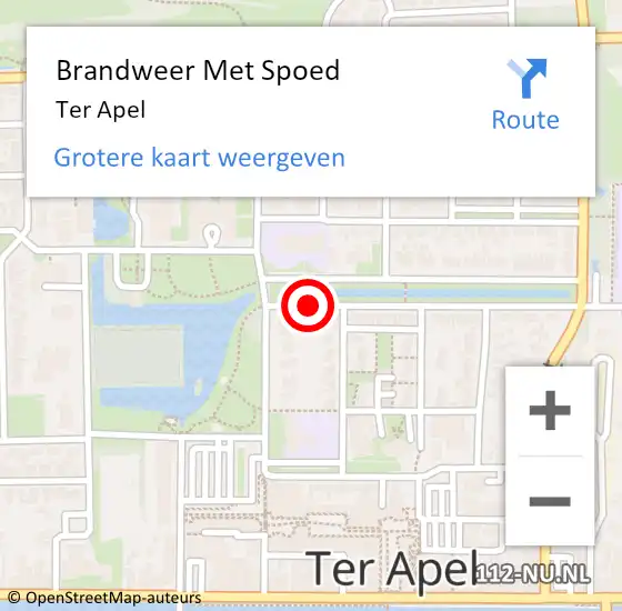 Locatie op kaart van de 112 melding: Brandweer Met Spoed Naar Ter Apel op 18 mei 2024 06:32