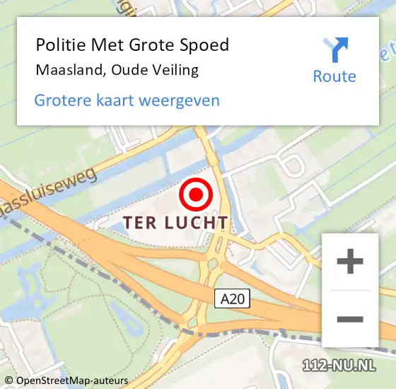 Locatie op kaart van de 112 melding: Politie Met Grote Spoed Naar Maasland, Oude Veiling op 18 mei 2024 06:36