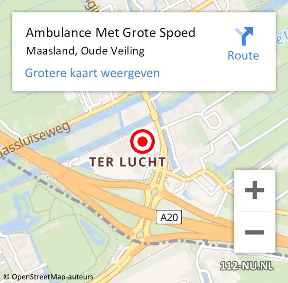 Locatie op kaart van de 112 melding: Ambulance Met Grote Spoed Naar Maasland, Oude Veiling op 18 mei 2024 06:38