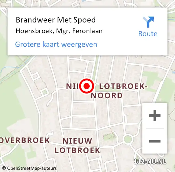 Locatie op kaart van de 112 melding: Brandweer Met Spoed Naar Hoensbroek, Mgr. Feronlaan op 18 mei 2024 06:41