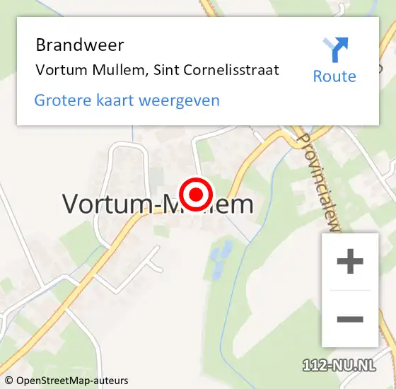 Locatie op kaart van de 112 melding: Brandweer Vortum Mullem, Sint Cornelisstraat op 6 oktober 2014 11:47