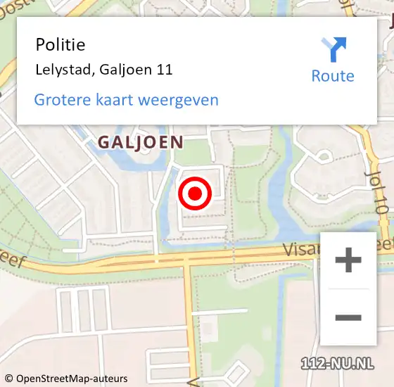 Locatie op kaart van de 112 melding: Politie Lelystad, Galjoen 11 op 18 mei 2024 08:10
