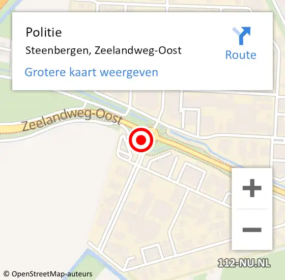 Locatie op kaart van de 112 melding: Politie Steenbergen, Zeelandweg-Oost op 18 mei 2024 08:19
