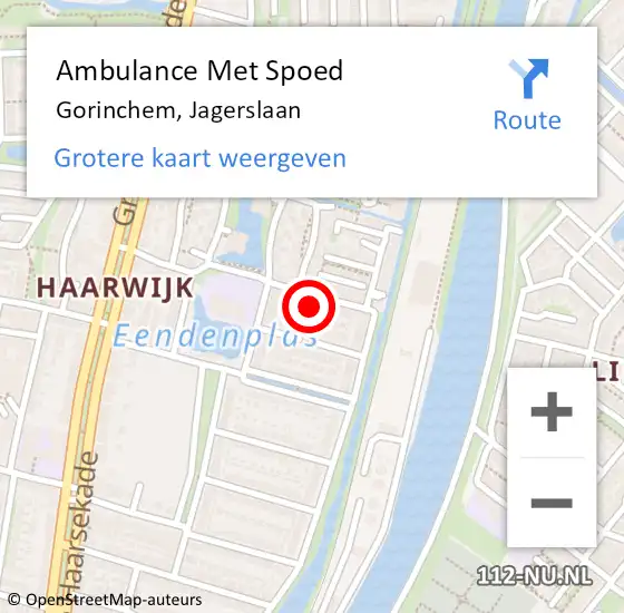 Locatie op kaart van de 112 melding: Ambulance Met Spoed Naar Gorinchem, Jagerslaan op 18 mei 2024 08:21