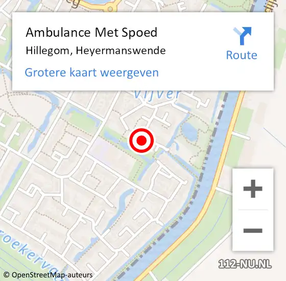 Locatie op kaart van de 112 melding: Ambulance Met Spoed Naar Hillegom, Heyermanswende op 18 mei 2024 08:42
