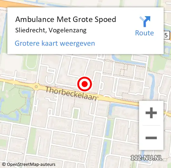Locatie op kaart van de 112 melding: Ambulance Met Grote Spoed Naar Sliedrecht, Vogelenzang op 18 mei 2024 08:42