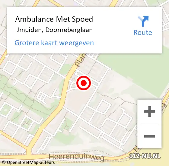 Locatie op kaart van de 112 melding: Ambulance Met Spoed Naar IJmuiden, Doorneberglaan op 18 mei 2024 08:50