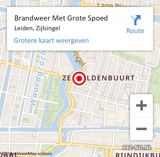 Locatie op kaart van de 112 melding: Brandweer Met Grote Spoed Naar Leiden, Zijlsingel op 18 mei 2024 08:59