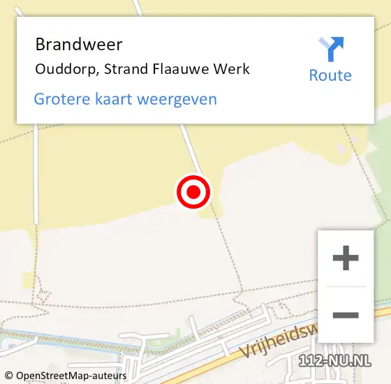 Locatie op kaart van de 112 melding: Brandweer Ouddorp, Strand Flaauwe Werk op 18 mei 2024 09:05
