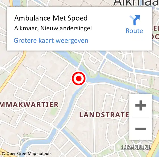 Locatie op kaart van de 112 melding: Ambulance Met Spoed Naar Alkmaar, Nieuwlandersingel op 18 mei 2024 09:20