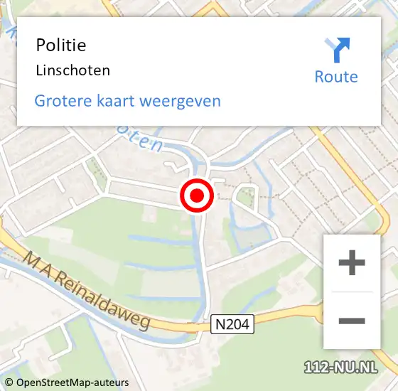 Locatie op kaart van de 112 melding: Politie Linschoten op 18 mei 2024 09:33