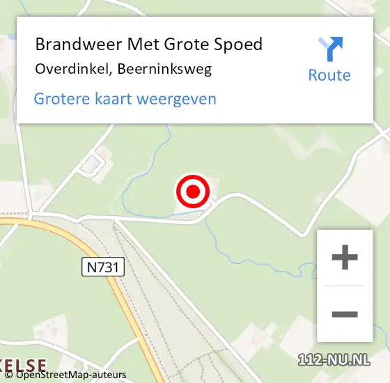 Locatie op kaart van de 112 melding: Brandweer Met Grote Spoed Naar Overdinkel, Beerninksweg op 18 mei 2024 09:40