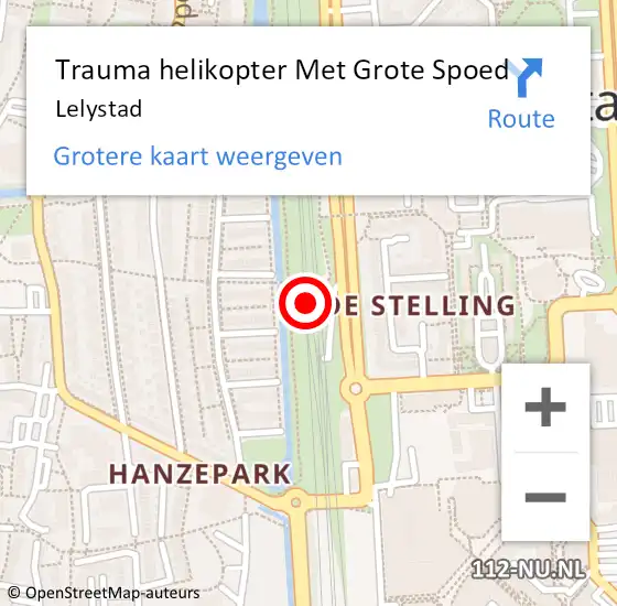 Locatie op kaart van de 112 melding: Trauma helikopter Met Grote Spoed Naar Lelystad op 18 mei 2024 09:43