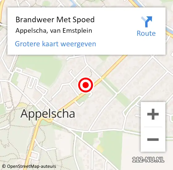 Locatie op kaart van de 112 melding: Brandweer Met Spoed Naar Appelscha, van Emstplein op 18 mei 2024 09:49